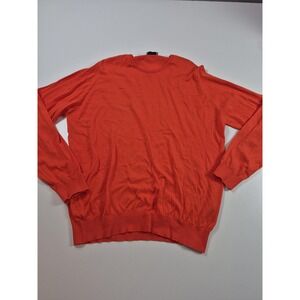 John Smedley Sweater Mens 2XL Orange Sea Island Cotton Crewneck Knit Pullover